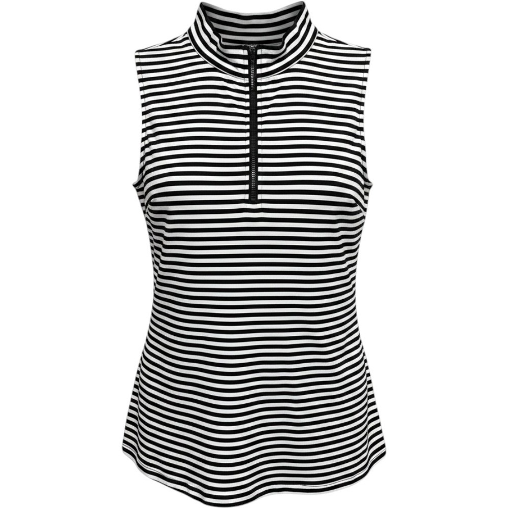 Torrid Striped Sleeveless Zip Up Mock Neck Foxy Top Black White 4 4X 26 NEW